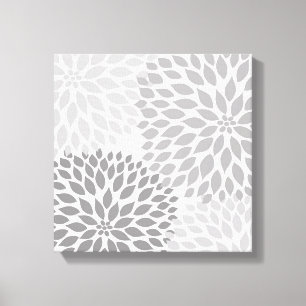 Moderne grijze Dahlia Square Wall Art, grijze bloe Canvas Afdruk