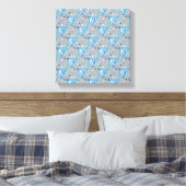 Moderne grijze en blauwe sneeuwvlokken canvas afdruk (Insitu (Slaapkamer))