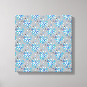 Moderne grijze en blauwe sneeuwvlokken canvas afdruk