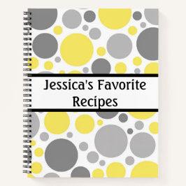 Moderne grijze en gele bubbels Aangepast recept Notitieboek
