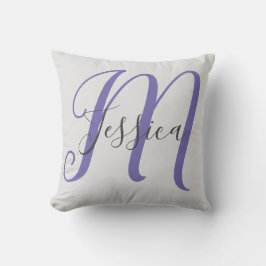 Moderne grijze en Paarse monogram Kussen