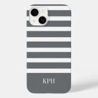 Moderne Grijze en Witte Streep met Monogram