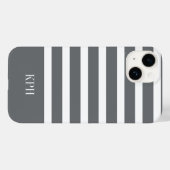 Moderne Grijze en Witte Streep met Monogram Case-Mate iPhone Case (Achterkant (horizontaal))