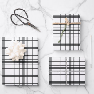 Moderne Grijze Geruite Minimalistische Cadeau Inpakpapier Vel