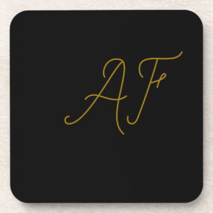 Moderne grijze gouden monogram beginletters ontwer bier onderzetter
