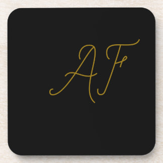 Moderne grijze gouden monogram beginletters ontwer bier onderzetter