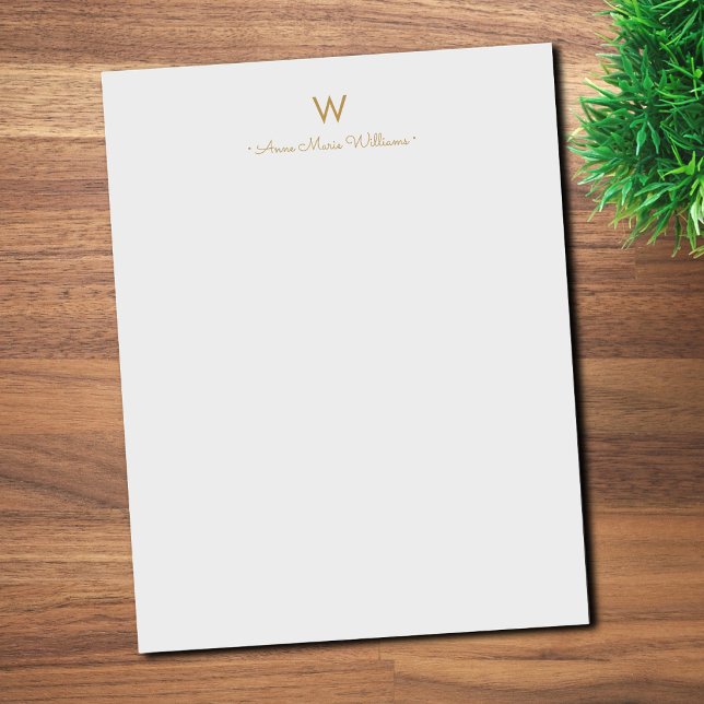 Moderne grijze gouden script monogram briefhoofd (Creator heeft geüpload)