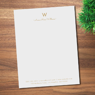 Moderne Grijze Gouden Script Monogram Briefhoofd