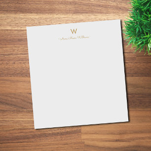 Moderne grijze gouden script monogram notitieblok