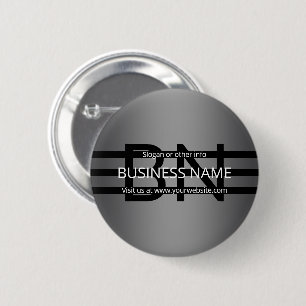 Moderne grijze gradiënt & horizontale zwarte strep ronde button 5,7 cm
