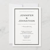 Moderne grijze grens bruiloft uitnodigingen (Voorkant)