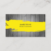Moderne Grijze Hout Gele Streep Bouw Visitekaartje (Voorkant)