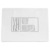 Moderne grijze Initialen en Logo Groot Cadeauzakje (Voorkant)