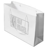 Moderne grijze Initialen en Logo Groot Cadeauzakje (Achterkant Gekanteld)