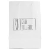 Moderne grijze Initialen en Logo Medium Cadeauzakje (Achterkant)