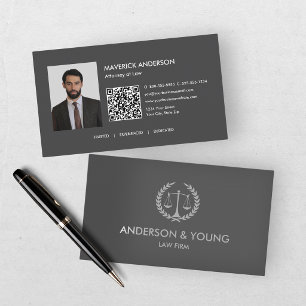 Moderne Grijze Jurist Professionele Foto Visitekaartje