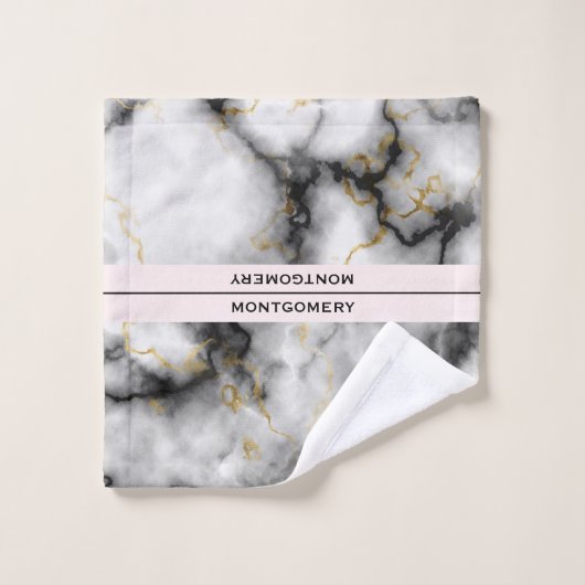 Moderne grijze marmer met gouden lint bad handdoek (Wasdoekje)