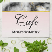 Moderne grijze marmer met gouden lint theedoek (Gevouwen)