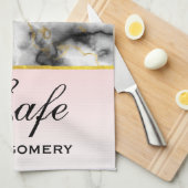 Moderne grijze marmer met gouden lint theedoek (Quarter Fold)