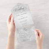 Moderne grijze marmer minima geen avondeten all in one uitnodiging (Afscheurbaar)