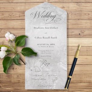 Moderne grijze marmer minima geen avondeten all in one uitnodiging