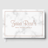 Moderne grijze marmeren bruidsdouche met roze goud gastenboek (Voorkant)