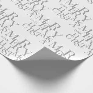 Moderne grijze minimalistische typografie Vrolijk  Cadeaupapier