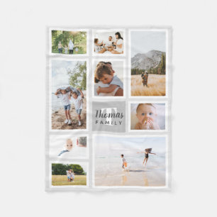 Moderne grijze monochrome familie fotocollage fleece deken