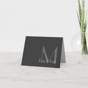 Moderne grijze monogram bedankkaarten bedankkaart