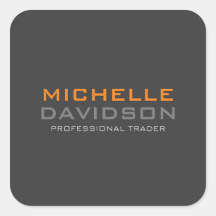 Moderne grijze Oranje, vette tekstminimalistische Vierkante Sticker