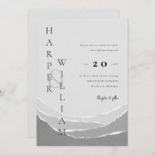 moderne grijze papieren bergen bruiloften kaart (Voorkant / Achterkant)