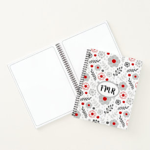 Moderne grijze platte monogram notitieboek