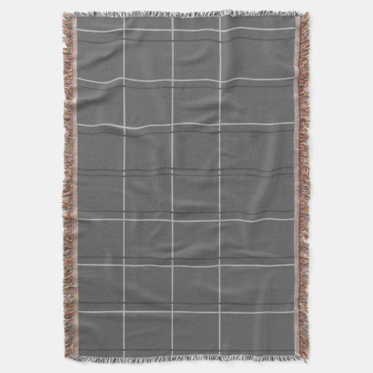 Moderne Grijze Raster Patroon Gooi Deken (Voorkant Verticaal)