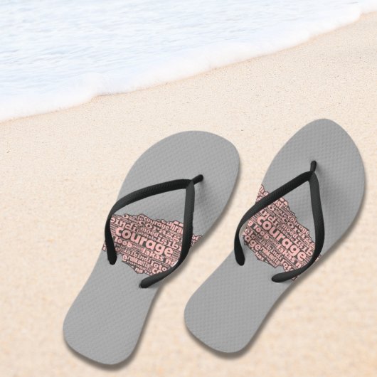 Moderne Grijze & Roze Gescheurde Laagmoed Typograf Teenslippers
