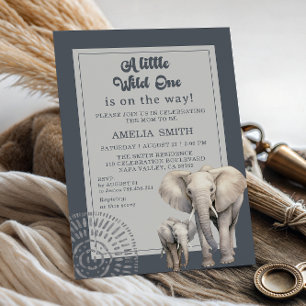 Moderne Grijze Safari Baby Shower Kaart