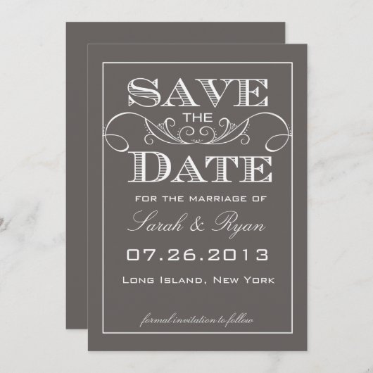 Moderne Grijze Sla de Datum Op Aankondiging (Voorkant / Achterkant)