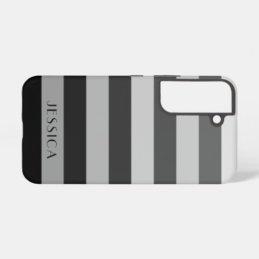 Moderne Grijze Strepen Patroonnaam Samsung Galaxy Hoesje (Achterkant horizontaal)