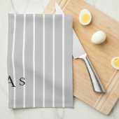 Moderne grijze strips Simple Monogram II Theedoek (Quarter Fold)