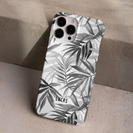 Moderne Grijze Tropische Bladeren Patroon Custom N iPhone 16 Pro Hoesje