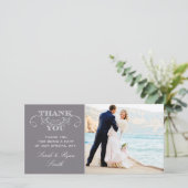 Moderne Grijze Trouwfoto Dank u kaarten (Staand voorkant)