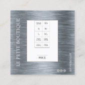 Moderne grijze US Clothing Size Chart Price Label (Achterkant)