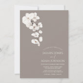Moderne grijze witte orchidee elegante bruiloft kaart (Voorkant)