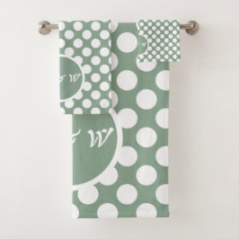 Moderne Grijze & Witte Stippen Badhanddoek Set Bad Handdoek