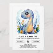 Moderne grillige aangepaste dinosaurus jongen verj kaart (Voorkant / Achterkant)