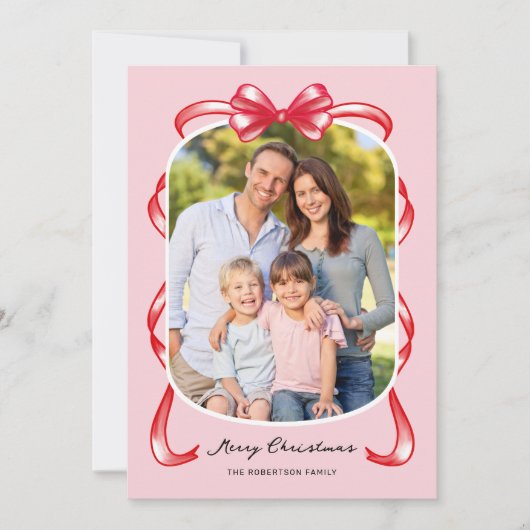 Moderne grillige boog gebogen 2 foto kerst feestdagenkaart (Voorkant)