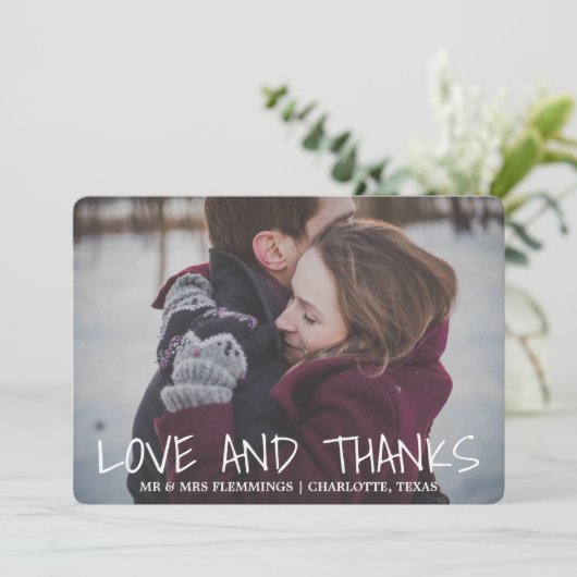 Moderne grillige liefde & Bedankt trouwfoto (Staand voorkant)