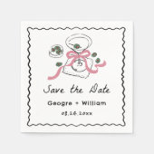 Moderne & grillige Martini Hand getrokken bruiloft Servet (Voorkant)