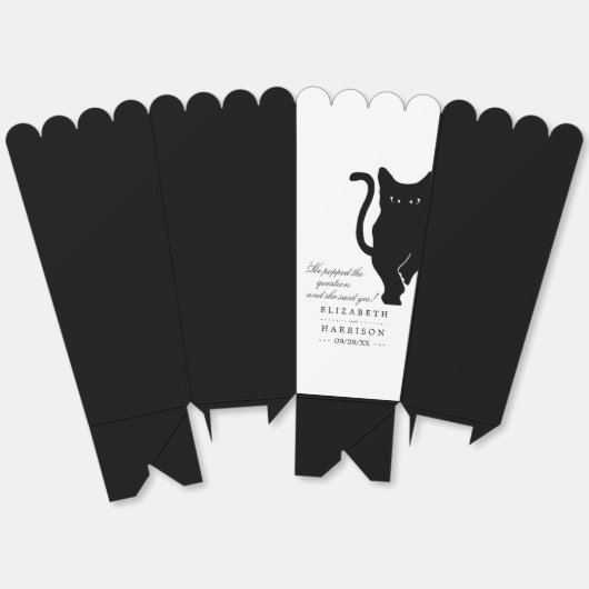 Moderne grillige zwarte kat bruiloft bedankdoosjes (Ongevouwen)
