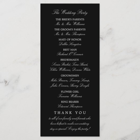 Moderne grillige zwarte kat bruiloft programma (Achterkant)