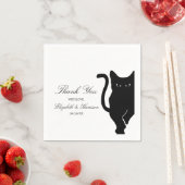 Moderne grillige zwarte kat bruiloft servetten (Insitu)
